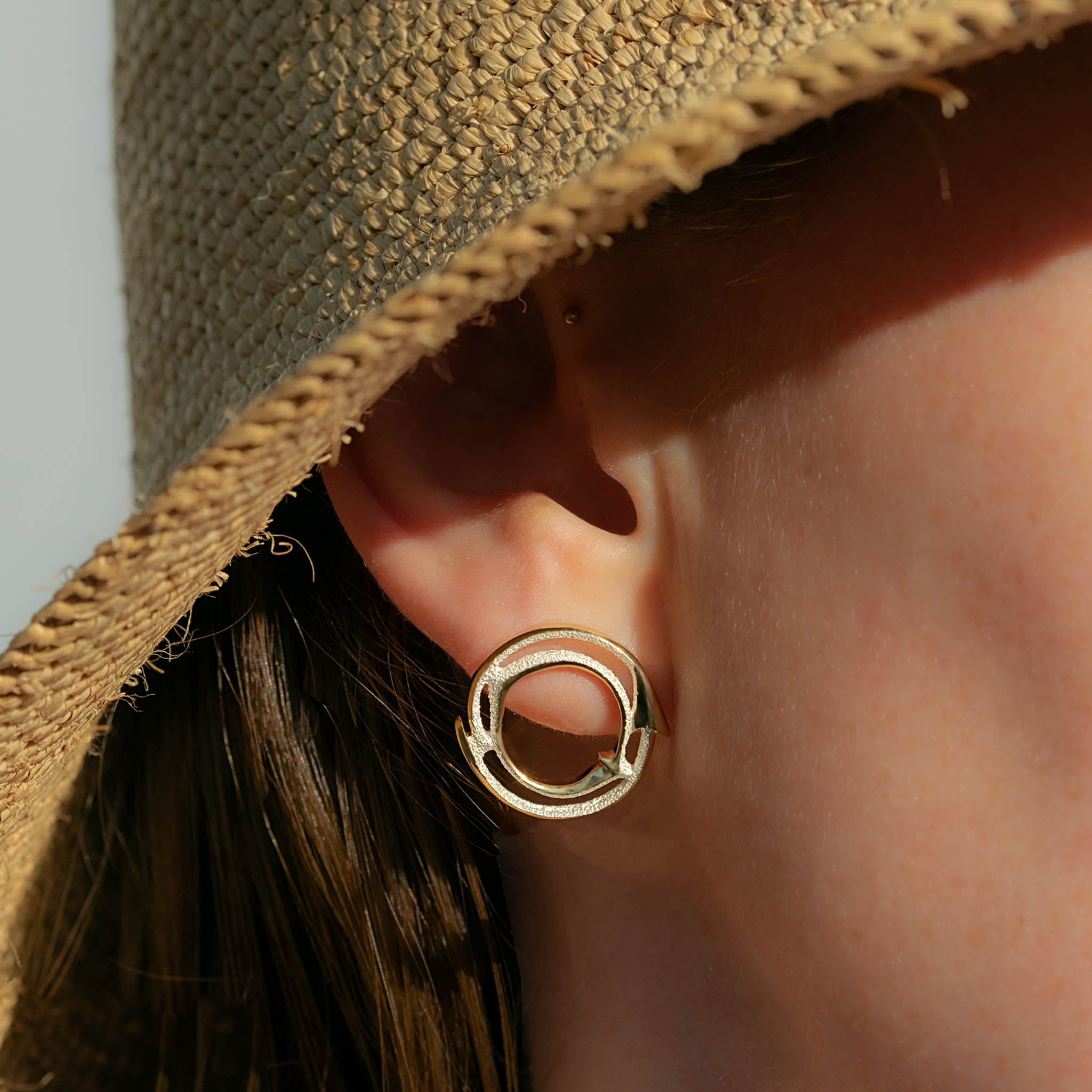 Halo Ear Studs in Recycled Silver with Gold Plate